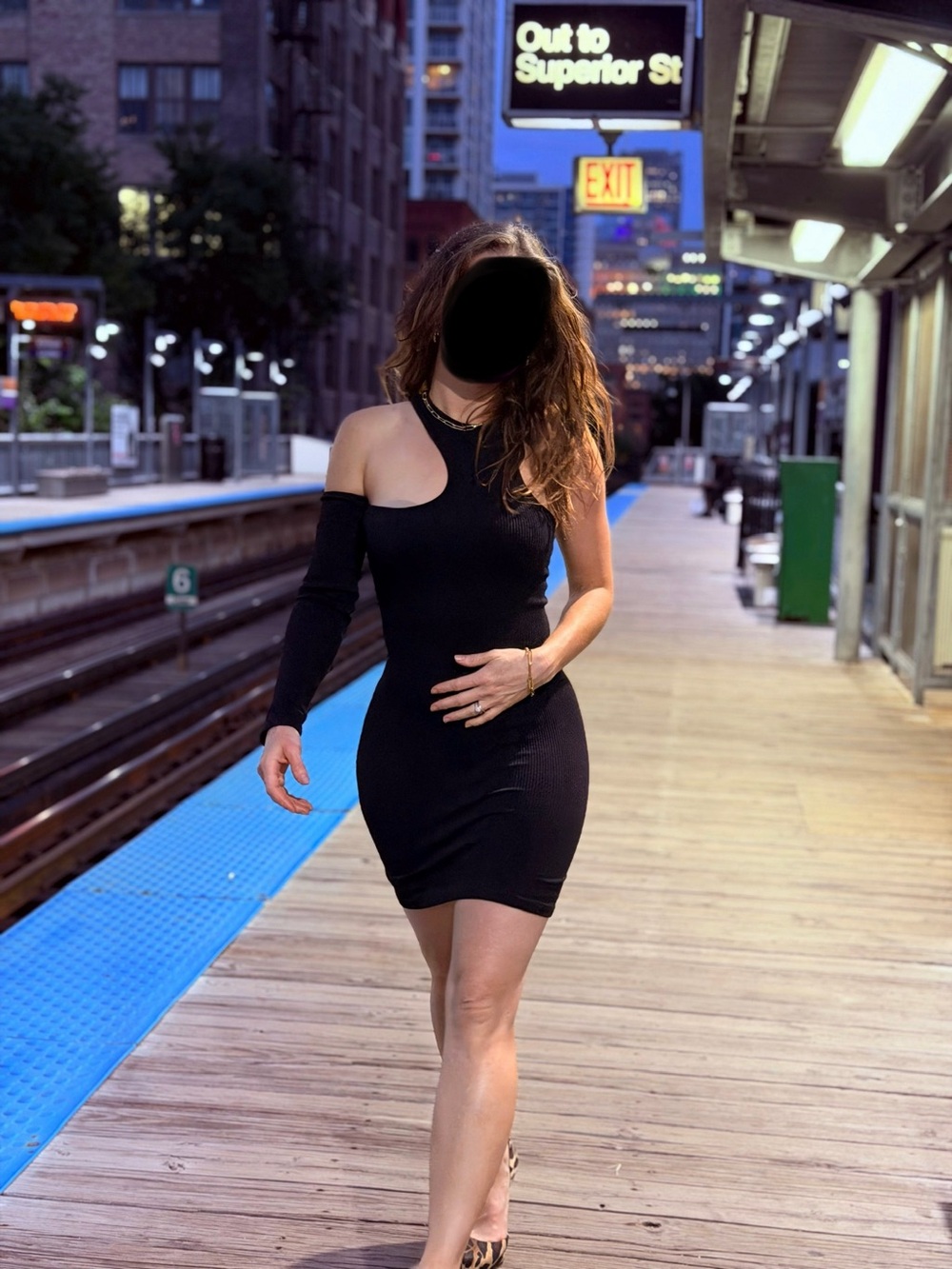 Womens Black Ribbed One-Shoulder Cutout Bodycon Dress by Zara Size Small